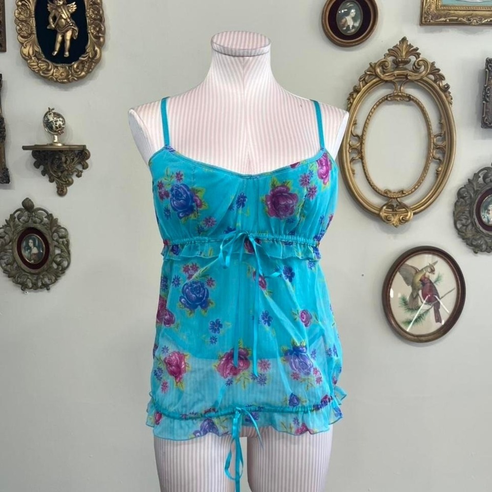 Vintage Y2K Victoria's Secret Sexy Little Things Sheer Floral Babydoll Top